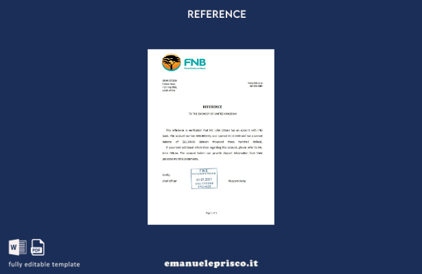 modello di riferimento FNB Sudafrica in stile verificato